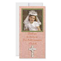 Religious Peach White Cross Photo Card