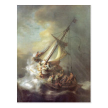 Rembrandt Harmensz. van Rijn Christus im Sturm auf Post Cards