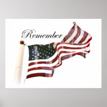 Remember  Memorial Day - Crosses Within Old Glory Print