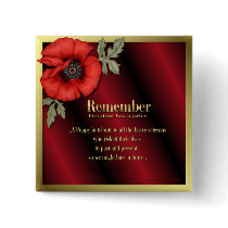 Remember Poppy Pinback Buttons