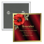Remember Poppy Pinback Buttons