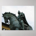 Renaissance Equestrian Statue of horse and soldier posters