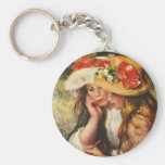 Renoir Two Girls Reading in the Garden Key Chains