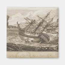 Repairing of Captain Cooks ship Fridge Magnet