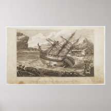 Repairing of Captain Cooks ship Print