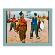 Replica Vintage postcard, Dutch people on the quay