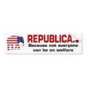 Republican Welfare Sticker bumper stickers