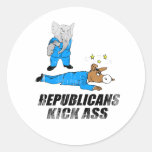 Republicans kick ass Faded.png Round Sticker