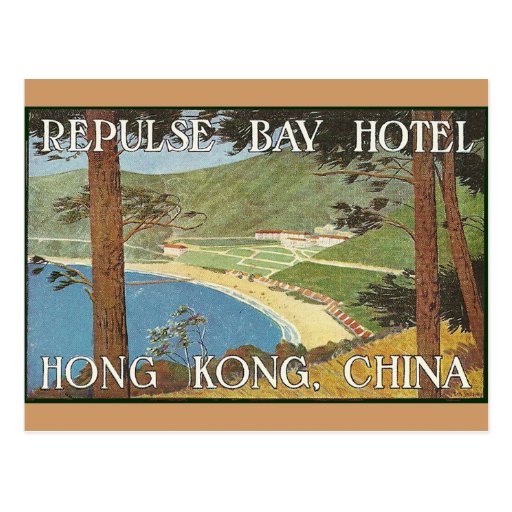 Repulse Bay Hotel Hong Kong, China Deco Label Art Postcards
