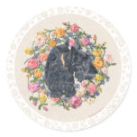 Rescued Scottie Bonnie on Floral Background stickers