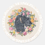 Rescued Scottie Bonnie on Floral Background Round Sticker