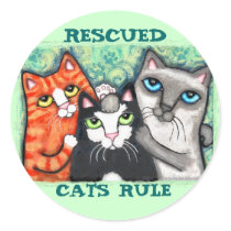 Rescued / Shelter Cat's Round Stickers