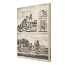 Residence, Farm, Church and Store in Minnesota Stretched Canvas Print