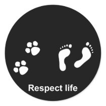 Respect life round sticker