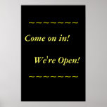 Restaurant Supplies, Open Sign, Black and Gold posters