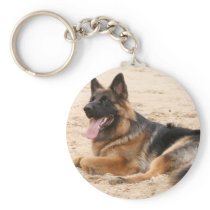 Resting German Shepherd Dog Keychain