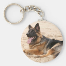 Resting German Shepherd Dog Keychain