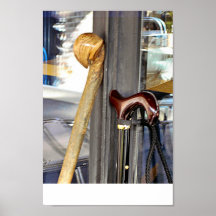 Resting walking sticks poster
