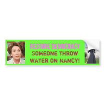 Restore Democracy Throw H20 on Ninny! Bumper Sticker