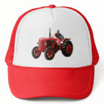 restored vintage red tractor hats