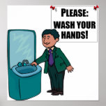 Restroom Sign Please Wash Hands posters