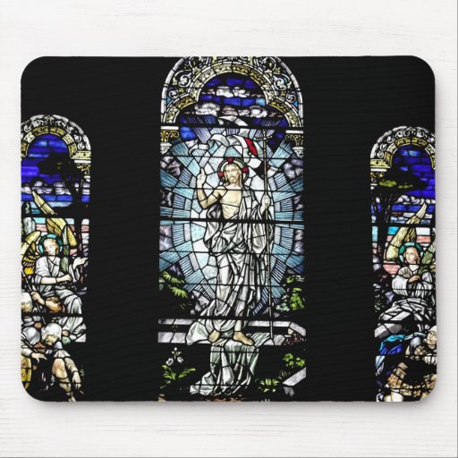 Resurrection of Jesus Stained Glass Window Mouse Pad