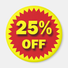 RETAIL BADGE - 25% OFF FRIDGE MAGNETS