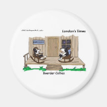 Retired Border Collies Funny Offbeat Cartoon Gifts Fridge Magnets