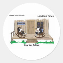 Retired Border Collies Funny Offbeat Cartoon Gifts Sticker