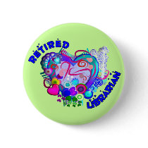 Retired Librarian Artsy Retro Blue Heart Button