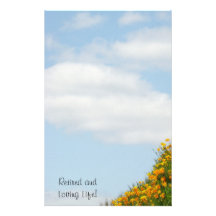 Retired Loving Life stationery Blue Sky Poppies