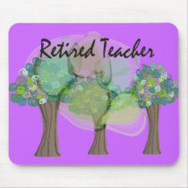 Retired Teacher Artsy Trees Design Gifts Mouse Pads