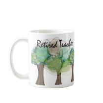 Retired Teacher Artsy Trees Design Gifts Mugs