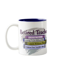 Retired Teacher "Funny Stack of Books" Design Coffee Mug