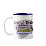 Retired Teacher "Funny Stack of Books" Design mugs