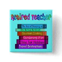 Retired Teacher Gifts Stack of Books Design Pinback Buttons