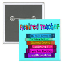 Retired Teacher Gifts Stack of Books Design Pinback Buttons