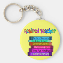 Retired Teacher Gifts Stack of Books Design Keychains