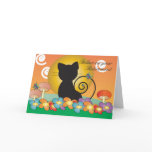 Retirement Card with Black Cat watching a sunset