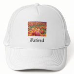 Retirement hats iRetired White Hat s Pink Tulips