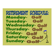 Retirement Schedule GOLFER Post Cards