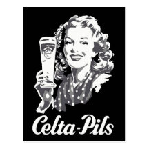 Retro 1940s-1950s style Belgian beer logo ad Post Cards