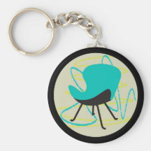 Retro 1950 Chair Blue Keychain