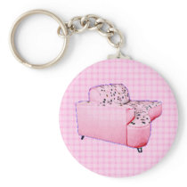 Retro 1950 Pink Chair Keychain