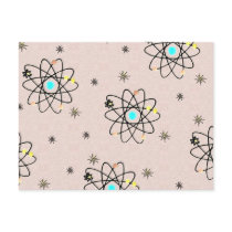 Retro 50s Atomic Print Pink Apparel & Gifts Postcard