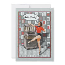 Retro 50s Jukebox Pinup Girl Party Personalised Invitation
