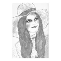 Retro 70s Girl in Hat Personalized Stationery