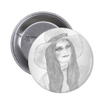 Retro 70s Hat Girl Pinback Button