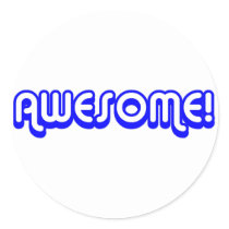 Retro 80s Awesome! Blue Round Sticker