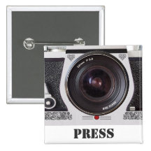 Retro 80s Camera Effect Media and Press Badge Buttons